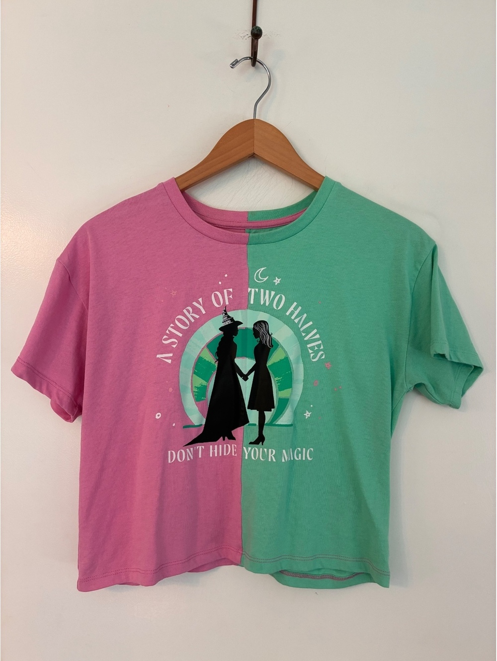 Wicked Girls Pink Green Colorblock Graphic T-Shirt XL 14/16